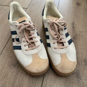 Adidas Gazelle Bold Suede Sneakers in Cream, Navy & Tan